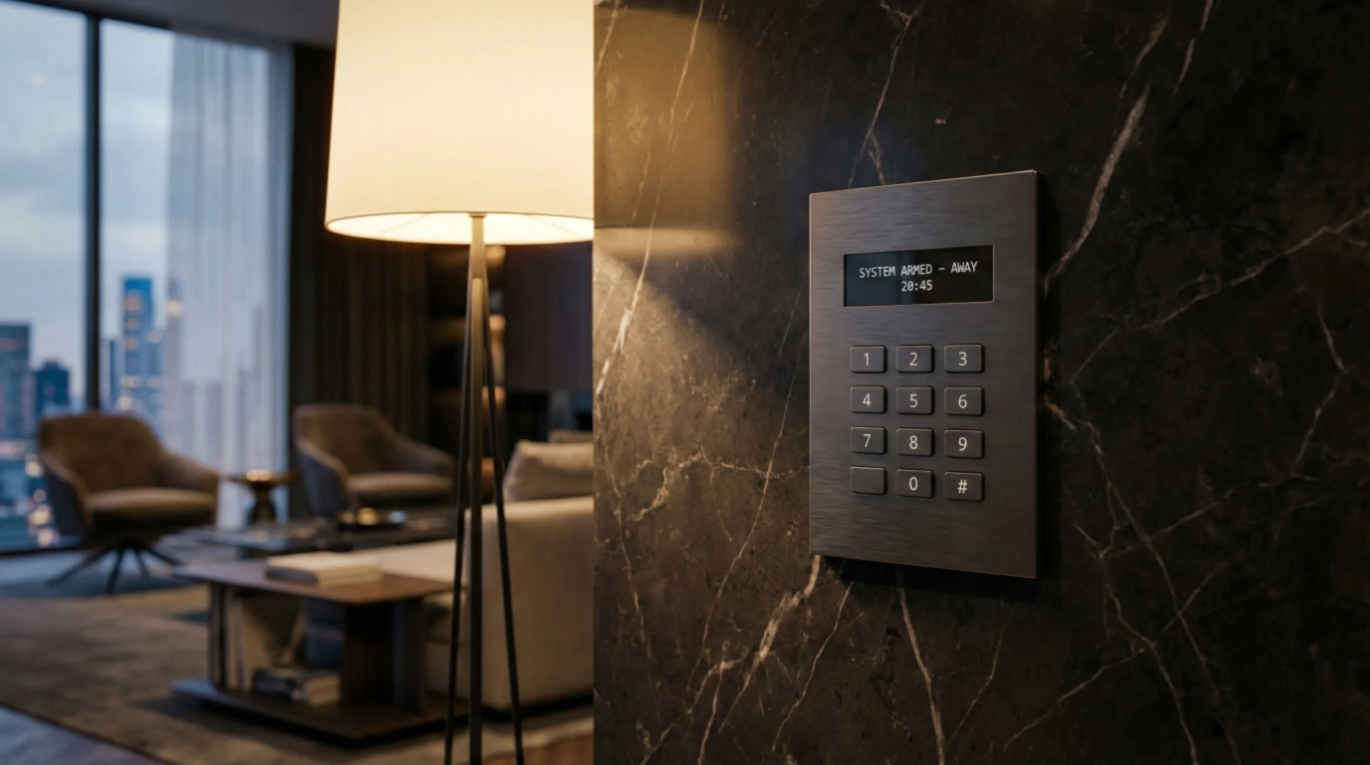 Smart alarm keypad in luxury interior - IMS Security